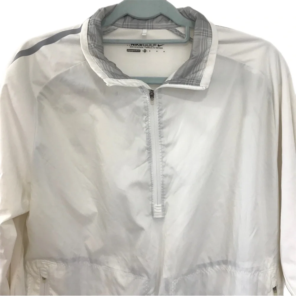 Nike White Golf Men's 1/2 Zip Pullover Jacket Windbreaker - Picture 3 of 11